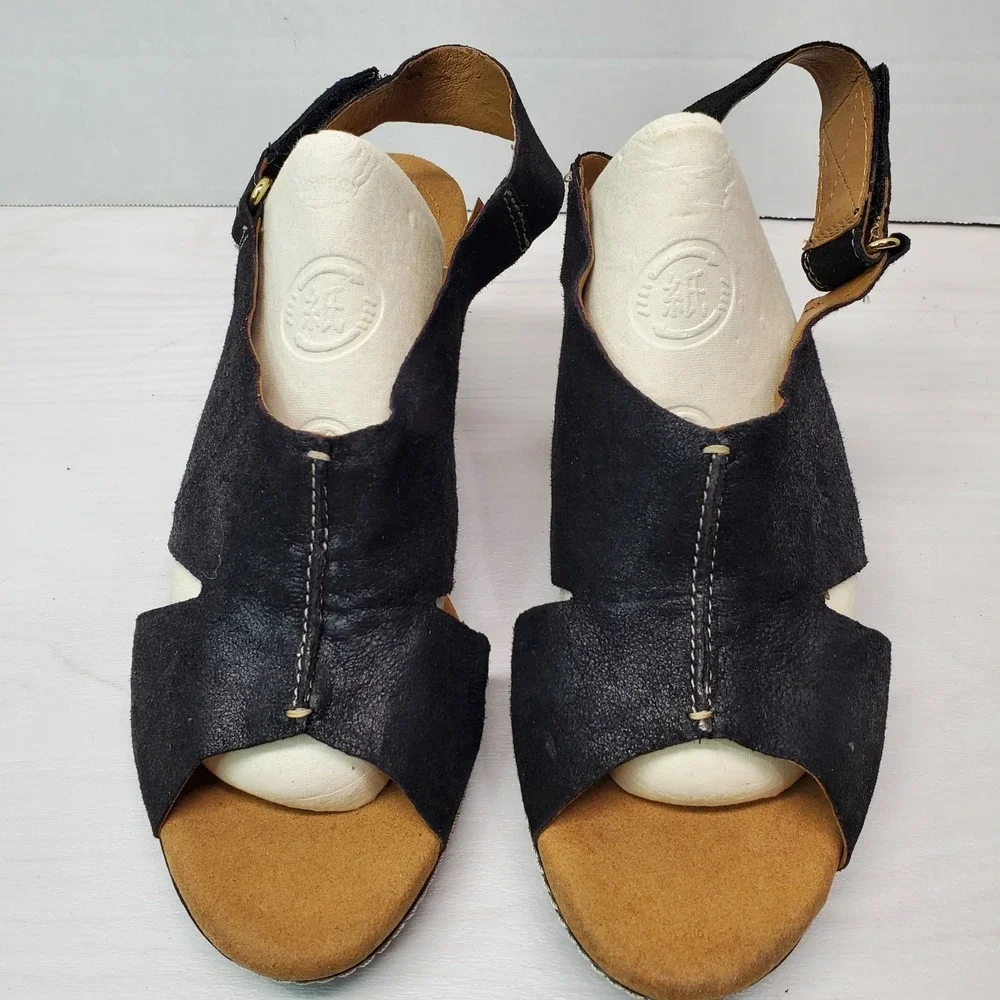 Collection By Clarks Cushion Soft Summer Sandals Size 9 Black‎ Leather Fast Ship